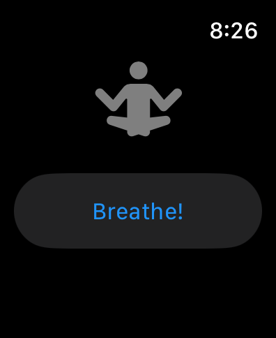 Breath Calm app interface on Apple Watch